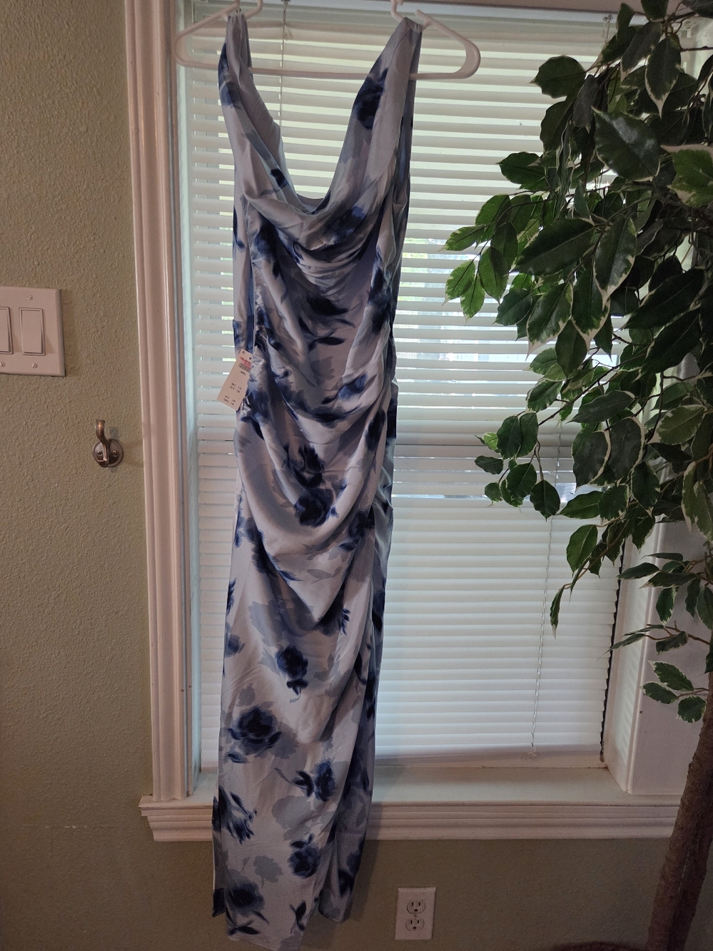 NWT-Abercrombie & Fitch Cowl Neck Draped Blue Maxi Dress- Size Small